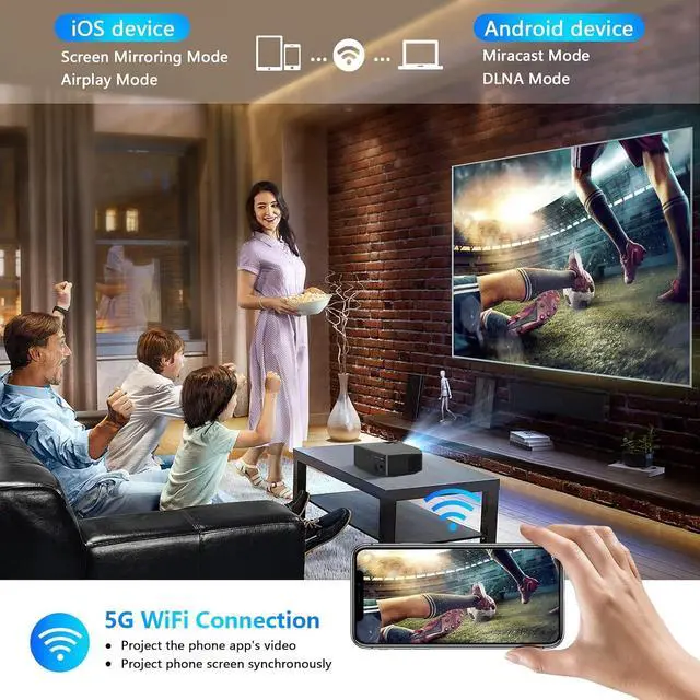 Alt view image 6 of 7 - Roconia 3500 ANSI LM Outdoor Projector with WiFi and Bluetooth, Native 1080P Full HD Movie Projector,High Brightness for Home Theater & Business, Compatible with iOS/Android/TV Stick/PS4/HDMI/USB/PPT