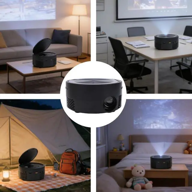 Alt view image 5 of 7 - Portable DVD Projector, Movie Projector with Built in DVD Player, 1080P Support, 20 to 100 Inch Short Throw, Dual 2W Speakers, for Home Bedroom Outdoor Use (US Plug)