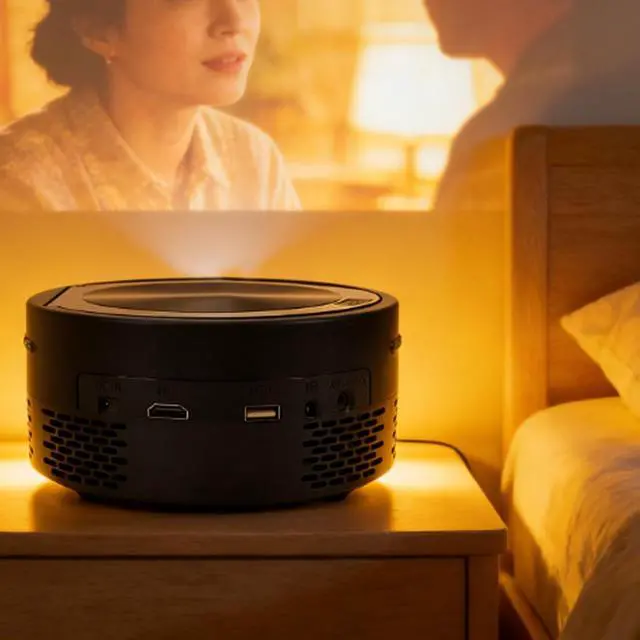 Alt view image 3 of 7 - Portable DVD Projector, Movie Projector with Built in DVD Player, 1080P Support, 20 to 100 Inch Short Throw, Dual 2W Speakers, for Home Bedroom Outdoor Use (US Plug)
