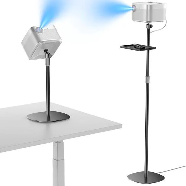 Main image of Projector Stand with Hidden Cable Management, Height Adjustable Floor Mount with 360° Rotation & 1/4" Screw, Compatible with Projector, Camera, Webcam for Home, Office & Outdoor Use (Black)