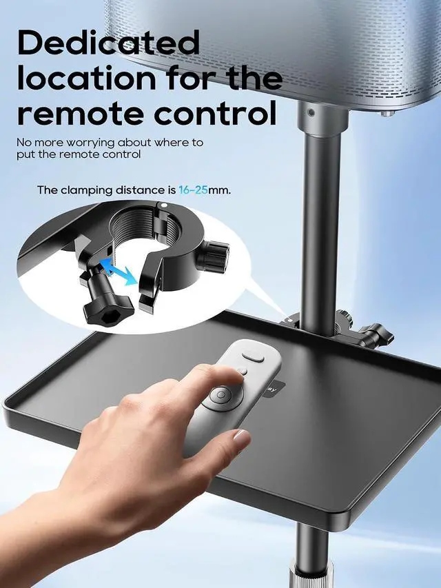 Alt view image 6 of 7 - Projector Stand with Hidden Cable Management, Height Adjustable Floor Mount with 360° Rotation & 1/4" Screw, Compatible with Projector, Camera, Webcam for Home, Office & Outdoor Use (Black)