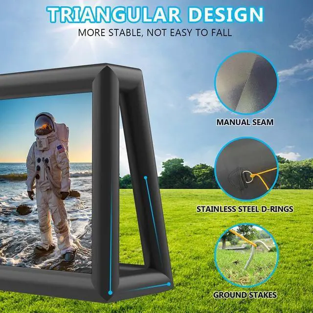 Alt view image 4 of 7 - Inflatable Movie Screen Outdoor Projector Screen for Outside 25ft, Large Blow Up Screens Front and Rear Projection with Air Blower, Best for Movie Nights Backyard Home Theater