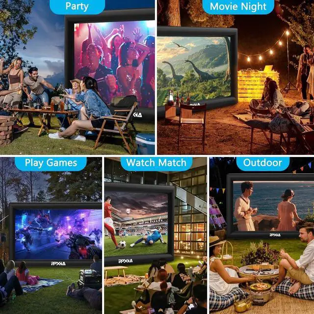 Alt view image 6 of 7 - Inflatable Movie Screen Outdoor Projector Screen for Outside 25ft, Large Blow Up Screens Front and Rear Projection with Air Blower, Best for Movie Nights Backyard Home Theater