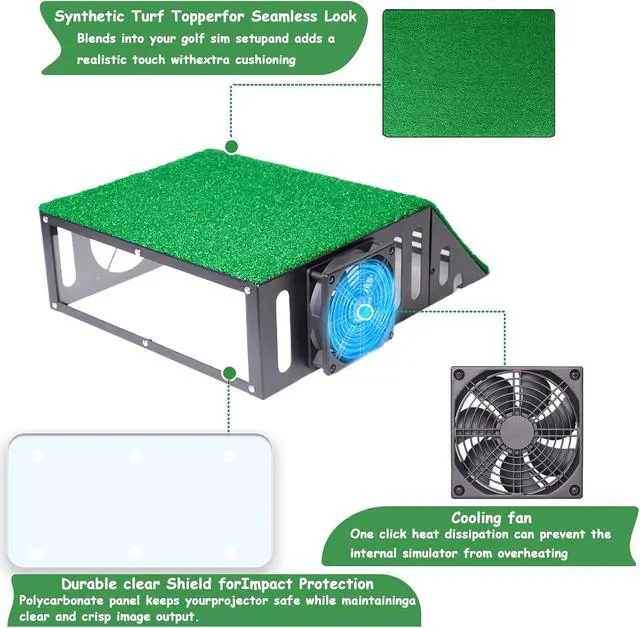 Alt view image 3 of 7 - Metal Golf Simulator Projector Cover - Floor Mounted Enclosure for LED Projectors with Cooling Fan - Durable Protection for Your Golf Simulation.Ideal Golf Gift
