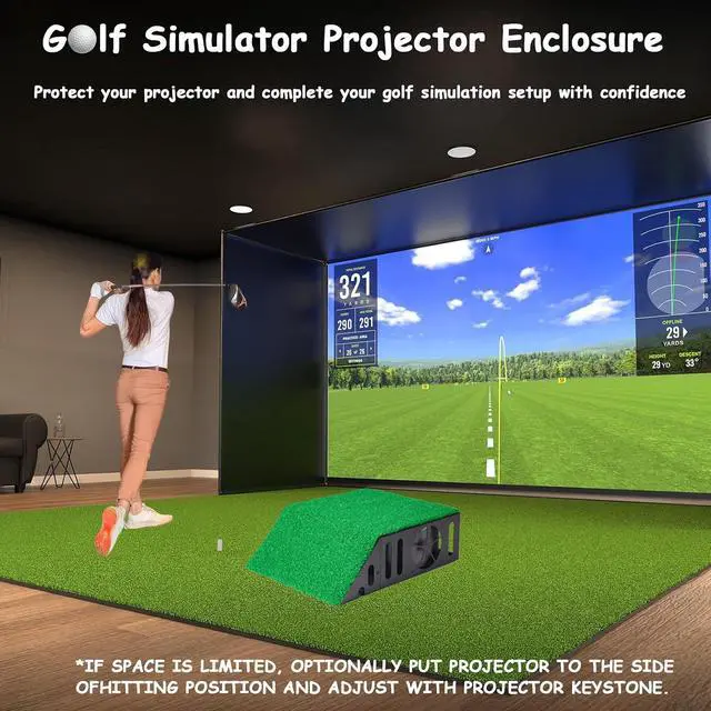 Alt view image 6 of 7 - Metal Golf Simulator Projector Cover - Floor Mounted Enclosure for LED Projectors with Cooling Fan - Durable Protection for Your Golf Simulation.Ideal Golf Gift