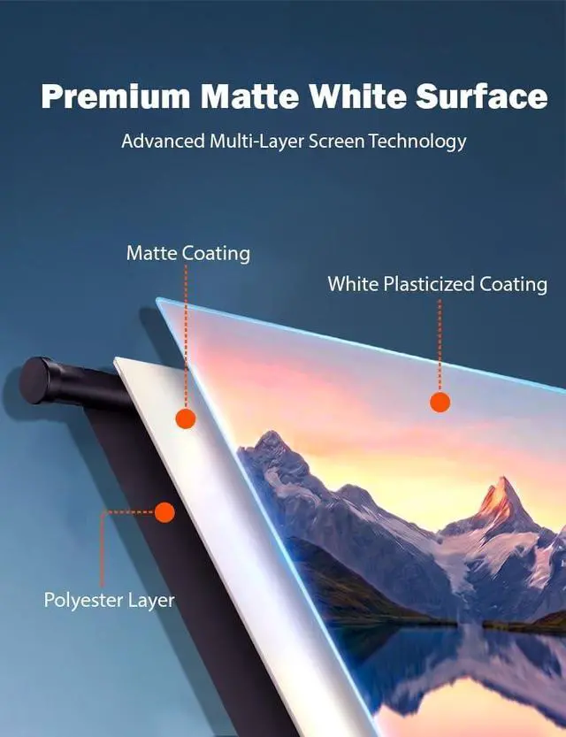 Alt view image 2 of 7 - ASTRASCREEN Portable, 92 Inch Projector Screen with Stand 16:9. Pantalla para Proyector. Outdoor Projector Screen, Led Film Screen for Projector Indoor and Home Theater