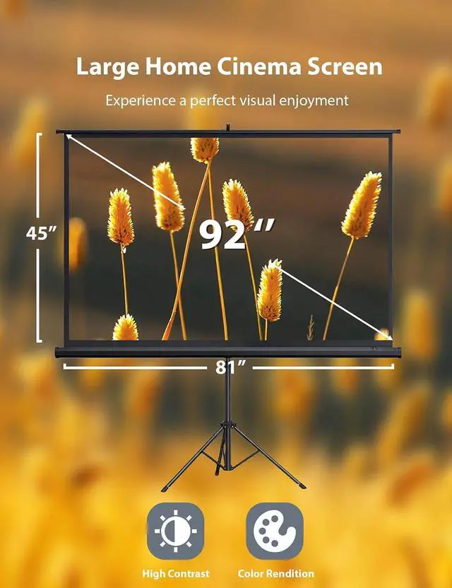 Alt view image 3 of 7 - ASTRASCREEN Portable, 92 Inch Projector Screen with Stand 16:9. Pantalla para Proyector. Outdoor Projector Screen, Led Film Screen for Projector Indoor and Home Theater