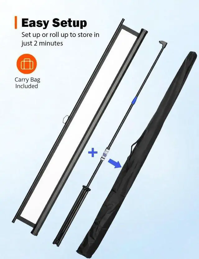 Alt view image 5 of 7 - ASTRASCREEN Portable, 92 Inch Projector Screen with Stand 16:9. Pantalla para Proyector. Outdoor Projector Screen, Led Film Screen for Projector Indoor and Home Theater