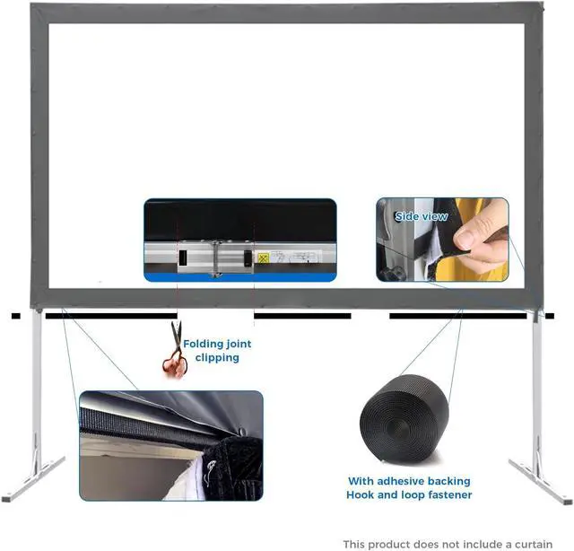 Alt view image 4 of 7 - SCREENPRO Black Fast Fold Projection Screen Skirt Covers Screen Legs, Wrinkle-Free, Fits 100"-144" Screens, Quick Install, Ideal for Conferences, Weddings & Large Events
