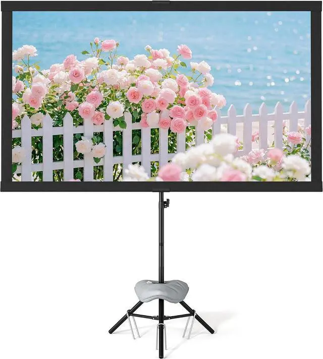 Main image of Portable Projector Screen with Tripod Stand, 80in Projection Screen Outdoor for Backyard, Camping, Washable Cloth Projector Screen with Water Weight Bag, Indoor Movie Screen, 16:9