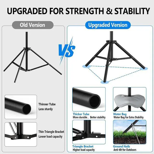 Alt view image 3 of 7 - Portable Projector Screen with Tripod Stand, 80in Projection Screen Outdoor for Backyard, Camping, Washable Cloth Projector Screen with Water Weight Bag, Indoor Movie Screen, 16:9