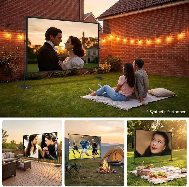 Alt view image 7 of 7 - 120 inch Outdoor Projector Screen with Stand, Portable Projector Screen