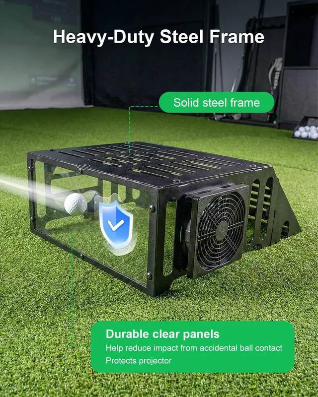 Alt view image 3 of 6 - Golf Simulator Projector Cover, Steel Enclosure with Cooling Fan Turf