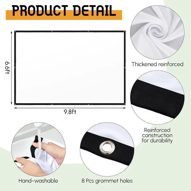 Alt view image 2 of 7 - Tellegloww 4.4 x 4.1 ft Golf Simulator Impact Screen Display Projector for Indoor and Outdoor Golf Training Ultra Clear Impact Screen with Adaptable Grommet Holes