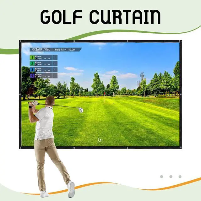 Alt view image 7 of 7 - Tellegloww 4.4 x 4.1 ft Golf Simulator Impact Screen Display Projector for Indoor and Outdoor Golf Training Ultra Clear Impact Screen with Adaptable Grommet Holes