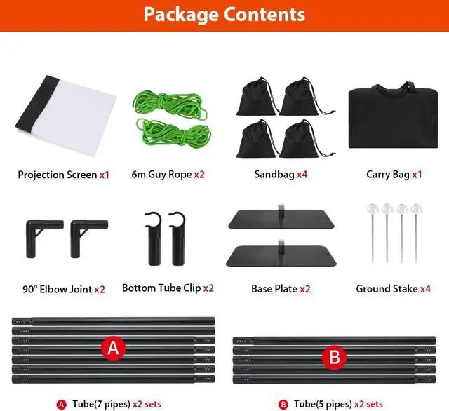 Alt view image 2 of 7 - Projector Screen with Stand, 120 inch Outdoor 16:9 4K Front Rear HD Portable Projector Screen Indoor Foldable Movie Screen with Carry Bag, Sandbag for Home Backyard, Camping, Theater