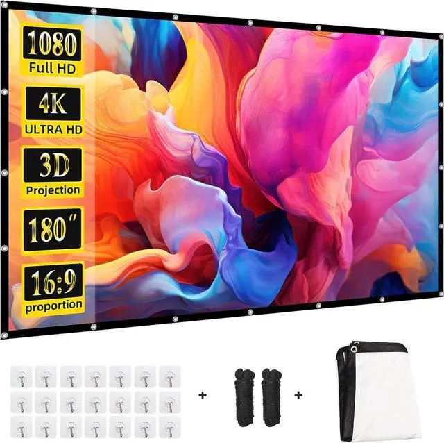 Main image of Projector Screen 180 inch,Portable Large Movie Projector Screen 16:9 HD Indoor Outdoor Double Sided Rear Projection Screen Video for Home, Party, Office, Classroom