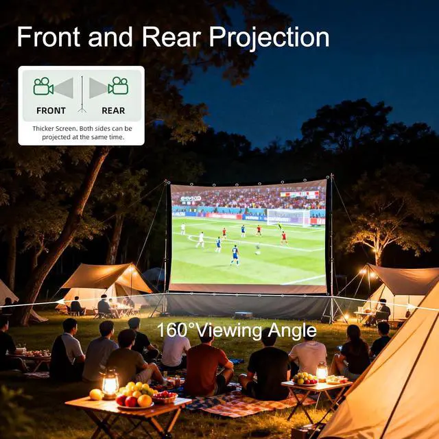 Alt view image 2 of 7 - Projector Screen 180 inch,Portable Large Movie Projector Screen 16:9 HD Indoor Outdoor Double Sided Rear Projection Screen Video for Home, Party, Office, Classroom