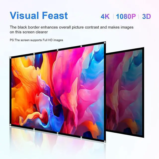 Alt view image 3 of 7 - Projector Screen 180 inch,Portable Large Movie Projector Screen 16:9 HD Indoor Outdoor Double Sided Rear Projection Screen Video for Home, Party, Office, Classroom