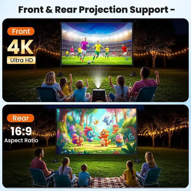 Alt view image 4 of 7 - 120 inch Projector Screen with Stand, 16:9 4K HD Portable Outdoor Indoor Movie Screen, Lightweight Projection Screen with Carry Bag & Sandbag for Backyard, Home Theater, Camping
