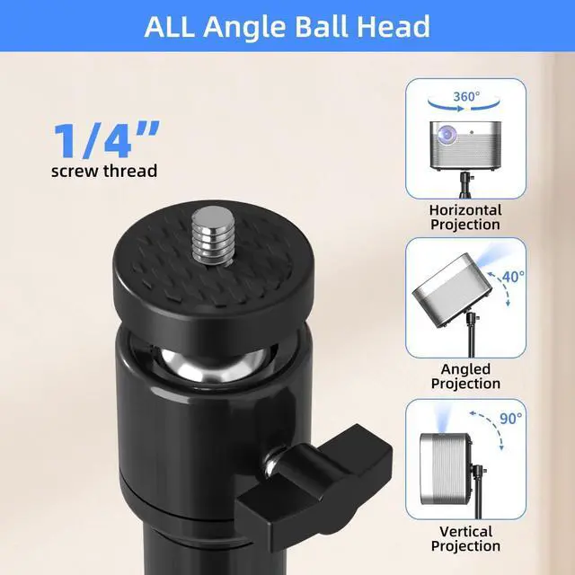 Alt view image 4 of 7 - suptek Exdentable 63.9" Projector Stand 360°Swivel, Height Adjustable 53.7-63.9inch, Mini Projector Mount Bracket, Compatible with Home Office Video Vlog DVR Camera, PR001FL