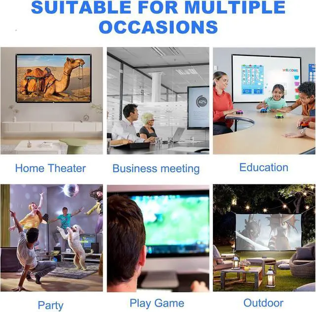 Alt view image 7 of 7 - Projector Screen 250 INCH, DUYIKJ Foldable Washable Portable Rear Front Projector Screen 4K Indoor Outdoor 16:9 HD Projection Movies Screen for Backyard Home Theater Office