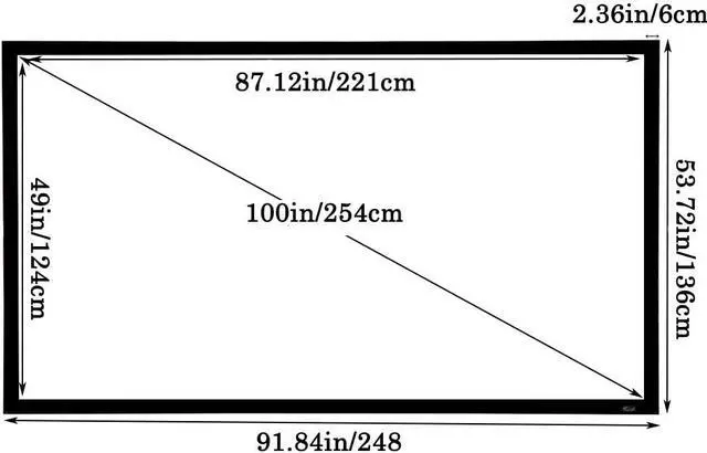 Alt view image 2 of 6 - ShowMaven 100in Fixed Frame Projector Screen, Diagonal 16:9, Active 3D 4K Ultra HD Projector Screen for Home Theater or Office (16:9, 100")