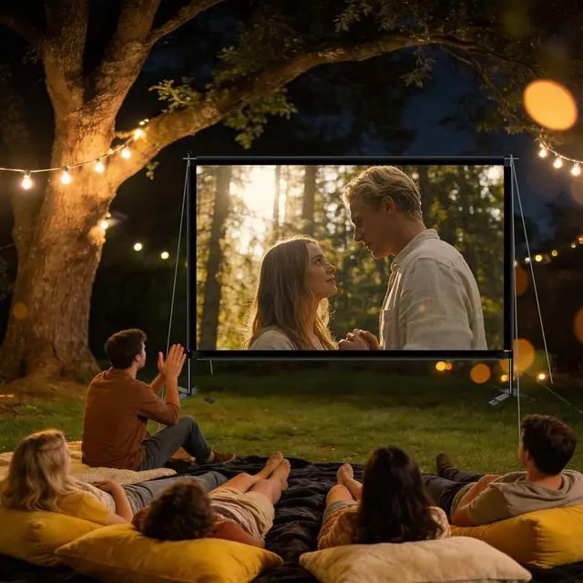 Alt view image 3 of 7 - 100inch Projector Screen with Stand, Large Projection Screen with Carry Bag