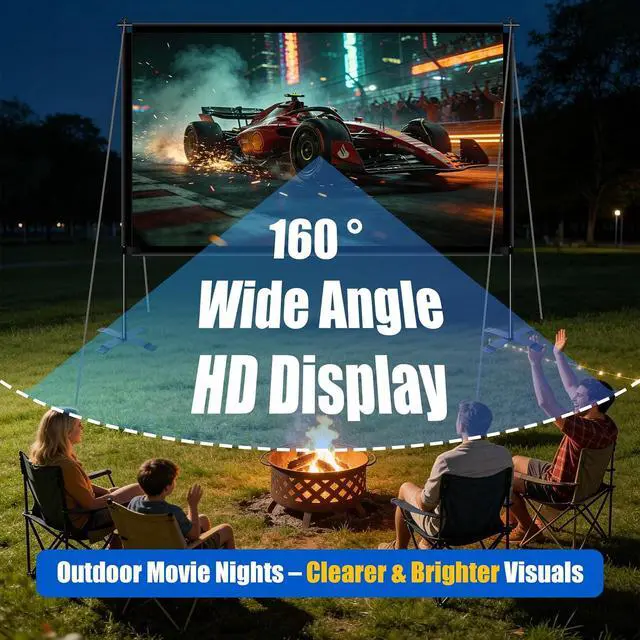 Alt view image 6 of 7 - 100inch Projector Screen with Stand, Large Projection Screen with Carry Bag