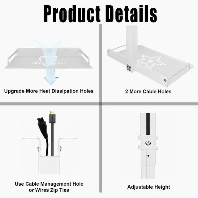 Alt view image 4 of 6 - 2-Be-Best Projector Ceiling Mount with Tray, 21 IN-37 in / 53.5CM-94CM Height Adjustable Projector Shelf Ceiling Tray Mount Upgraded Universal Longer Mounts for Projectors White