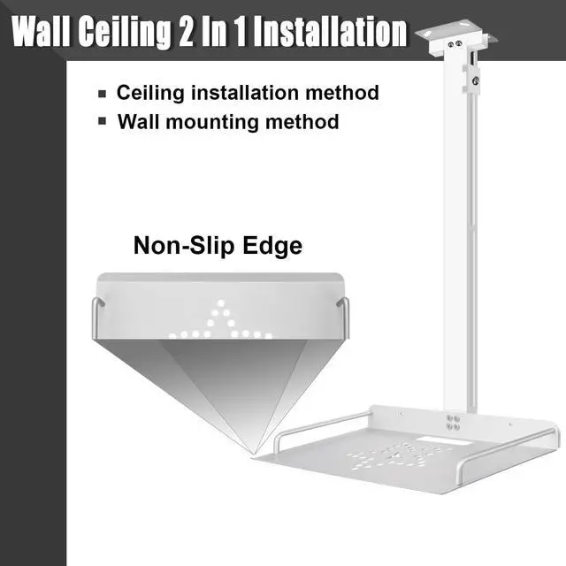 Alt view image 6 of 6 - 2-Be-Best Projector Ceiling Mount with Tray, 21 IN-37 in / 53.5CM-94CM Height Adjustable Projector Shelf Ceiling Tray Mount Upgraded Universal Longer Mounts for Projectors White