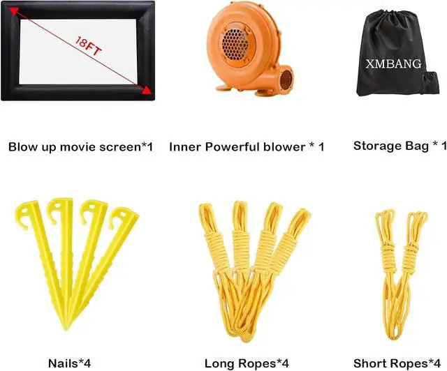 Alt view image 6 of 6 - 18ft Inflatable Movie Projector Screen, Outdoor Projector Screen, Front/Rear Projection, Including Blower, Pedestal, Straps and Storage Bag