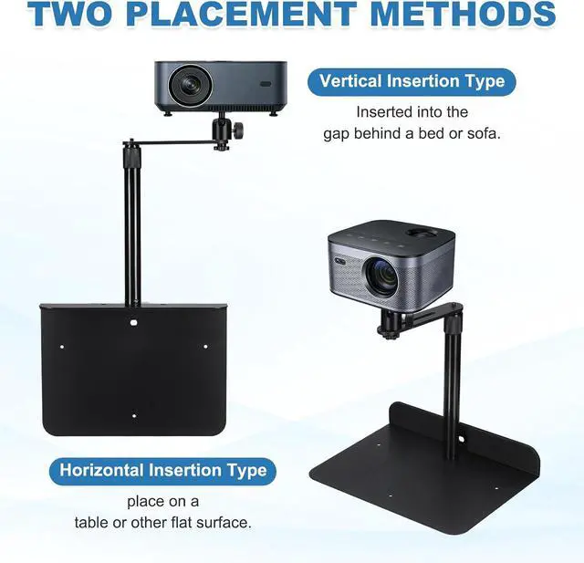 Alt view image 5 of 6 - MECCANIXITY Plug-in Bed Sofa Projector Stand, No-Drill 1/4" Screw Bedside Projector Bracket Mount Length 80mm / 3.15" 6kg Load Capacity Invisible Installation for Desktop Home, Black