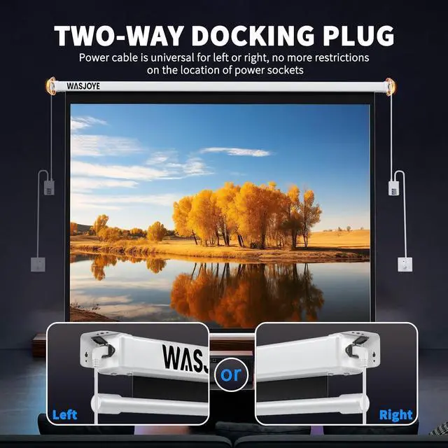 Alt view image 4 of 7 - 120" Motorized Projector Screen with Dual Side Power Supply- 16:9 HD 8K 3D