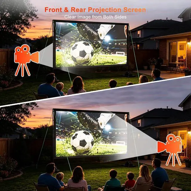 Alt view image 7 of 7 - Outdoor Projector Screen with Stand, TWjouko 120 inch Portable Movie Screen with Carry Bag, Sandbag,16:9 Washable Cloth Screen for Backyard, Camping, Travel, Easy Setup, Big Projection Screen