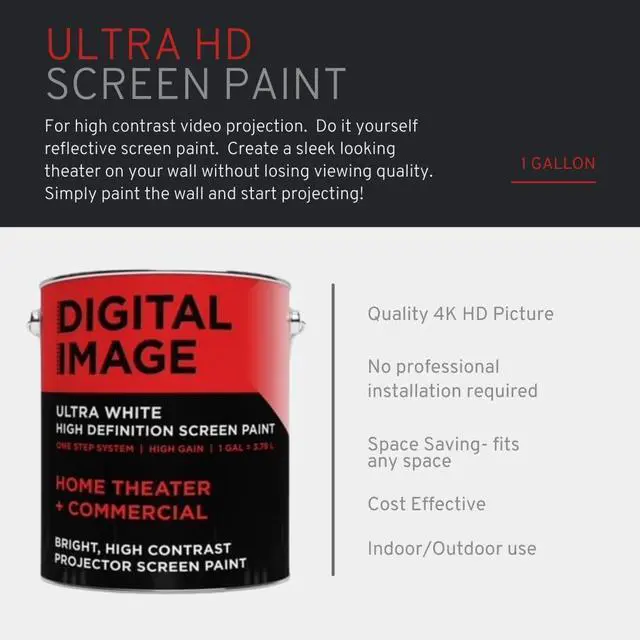 Alt view image 3 of 6 - Projector Screen Paint - High Definition, 4K/8K, Ultra White - Quart