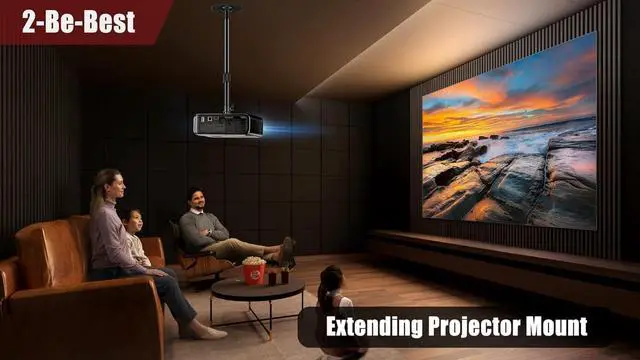 Alt view image 7 of 7 - 2-Be-Best High Ceiling Projector Mount 23 to 41 in / 58 to105 cm, Extra Long Projector Ceiling Mount with Extendable Adjustable Projectors Mounts Black