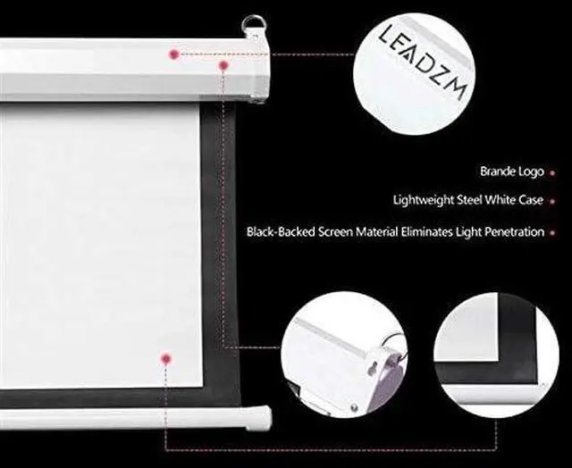 Alt view image 2 of 2 - Leadzm 100 INCH 4:3 Manual Projector Screen Matte White