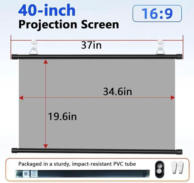 Alt view image 2 of 7 - Car Projector Screen - 16:9 Portable Projector Screen Pull Down, 4K HD Manual Roll Up Projection Screen for Car, SUV, RV, Camping, Travel & Outdoor Movie Use