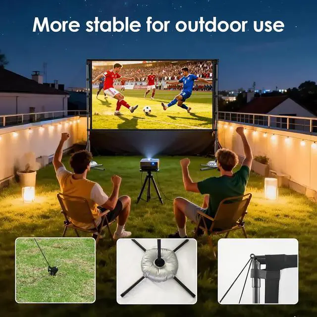 Alt view image 5 of 7 - Outdoor 120-inch Projector Screen with Stand, Portable Foldable Indoor Movie Screen 16:9 HD 160° Viewing Double-Sided Projection Screen Suitable for Home Theater, Backyard, Party, Camping