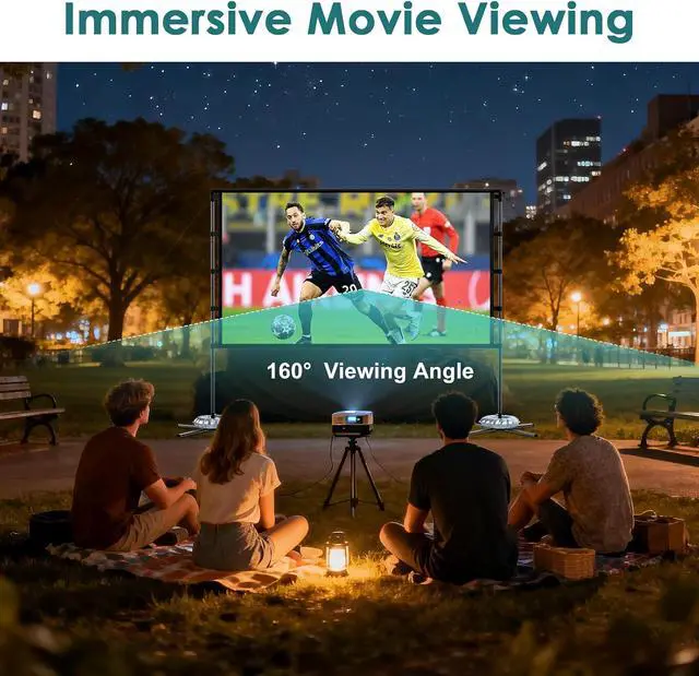 Alt view image 3 of 7 - Outdoor 120-inch Projector Screen with Stand, Portable Foldable Indoor Movie Screen 16:9 HD 160° Viewing Double-Sided Projection Screen Suitable for Home Theater, Backyard, Party, Camping