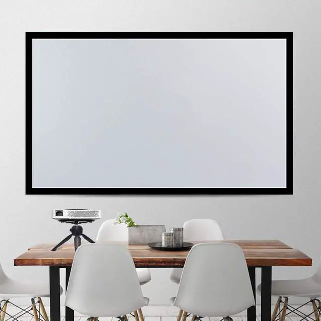 Alt view image 4 of 7 - Wall Mount Projector Screen, 130 Inch HD Fixed Framed Projector Screen with Aluminum Frame for Indoor Home Movie Theater Cinema