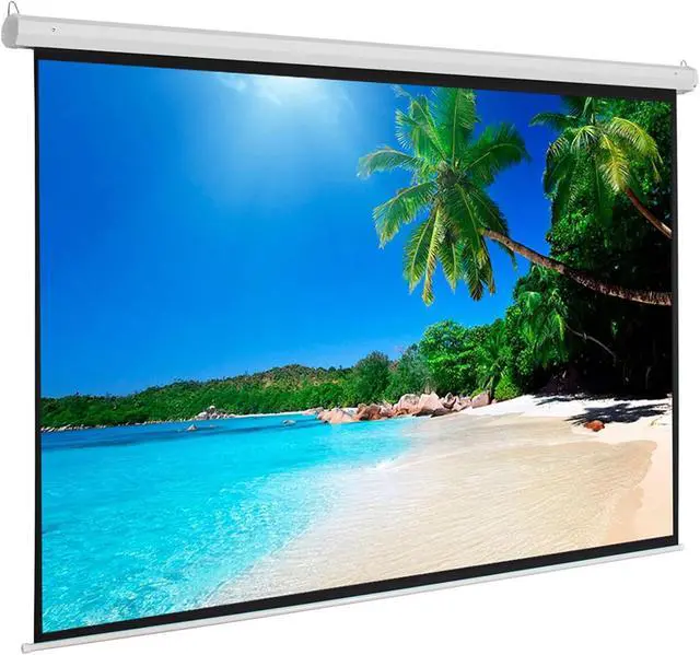Alt view image 4 of 7 - 100" Manual Pull Down Projector Screen Lightweight 4:3 Auto-Locking Portable Movie Projection Screen for Home Theater Office Classroom Outdoor Patio, Ceiling or Wall Mount (Matte White)