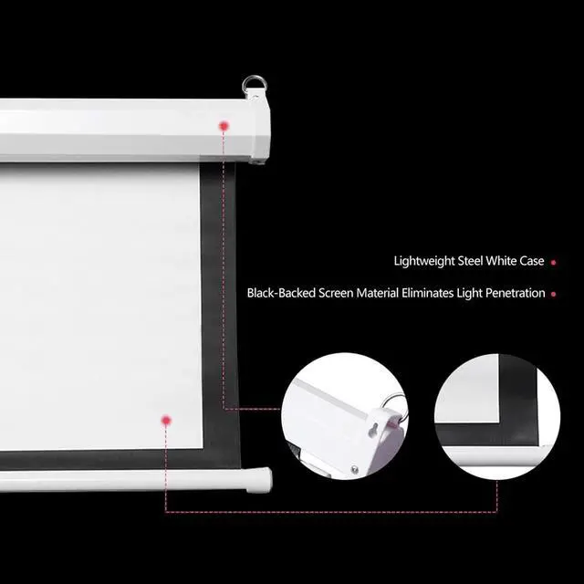 Alt view image 6 of 7 - 100" Manual Pull Down Projector Screen Lightweight 4:3 Auto-Locking Portable Movie Projection Screen for Home Theater Office Classroom Outdoor Patio, Ceiling or Wall Mount (Matte White)