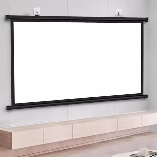 Alt view image 4 of 7 - HD Projector Screen 30" 40" 50" 60" 72" Pull Down Projection Screen Wall Mounted Projector Screen for Home Office Outdoor(40 Inch (16:9))