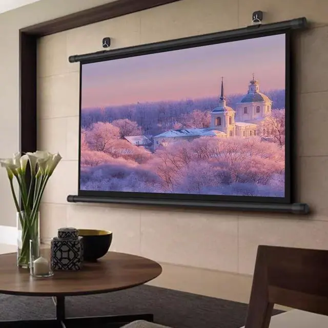 Alt view image 2 of 7 - HD Projector Screen 30" 40" 50" 60" 72" Pull Down Projection Screen Wall Mounted Projector Screen for Home Office Outdoor(40 Inch (16:9))