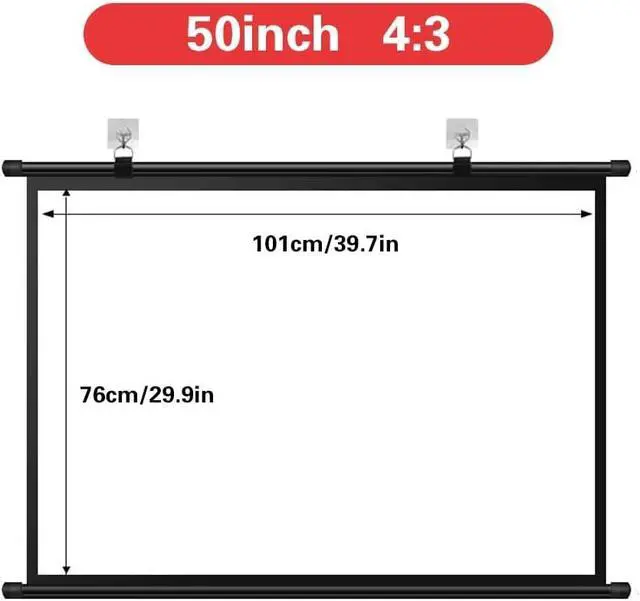 Alt view image 7 of 7 - HD Projector Screen 30" 40" 50" 60" 72" Pull Down Projection Screen Wall Mounted Projector Screen for Home Office Outdoor(40 Inch (16:9))
