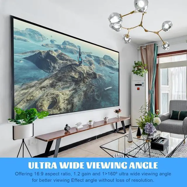Alt view image 3 of 7 - 135inch Fixed Aluminum Frame Projector Screen, 16:9 HD 3D Ready Wall Mount Projection Screen for Indoor Movie Video Home Theater Cinema Office