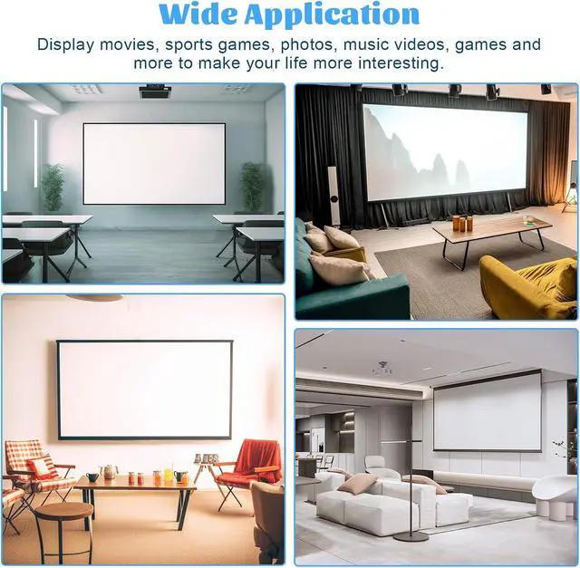 Alt view image 5 of 7 - 135inch Fixed Aluminum Frame Projector Screen, 16:9 HD 3D Ready Wall Mount Projection Screen for Indoor Movie Video Home Theater Cinema Office
