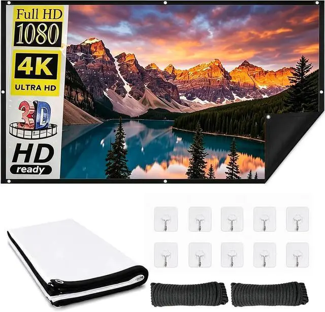 Main image of Metallic Anti-Light Projector Screen, Upgrade 4k 16:9 Hanging Outdoor Projector Screen, Portable ALR Projectors Screen, Cinematic Theater Display for Home Theater Office Outdoor (Extra Thick, 150")